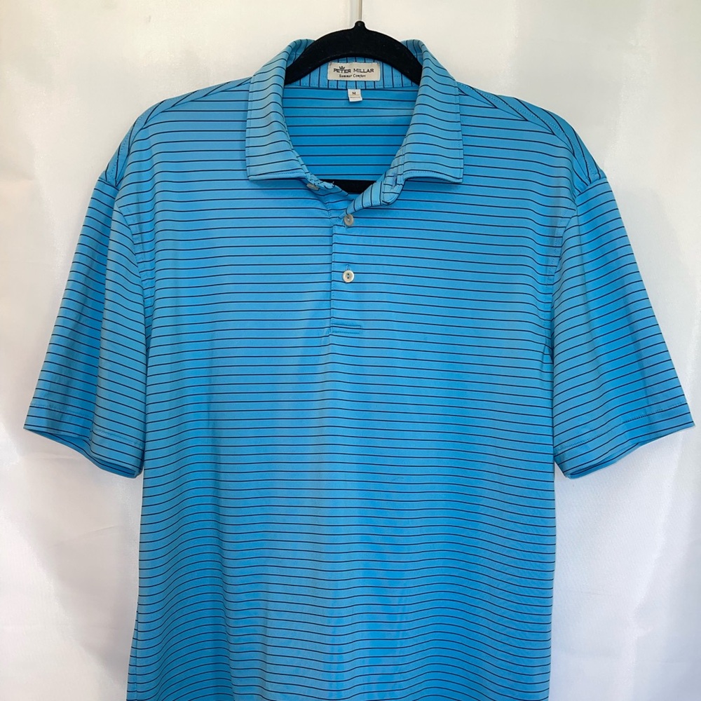 Peter Millar Crafty Men’s Golf Polo Shirt Caribbean Blue Size Medium